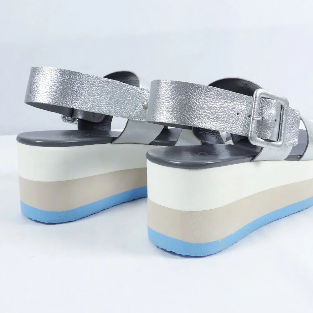 Matisse JAMs Double Strap Platform Sandal Silver New in Box